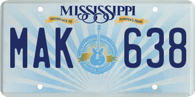 MS license plate MAK638