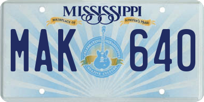 MS license plate MAK640