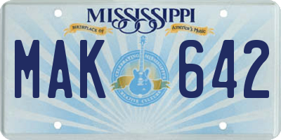 MS license plate MAK642