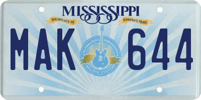 MS license plate MAK644