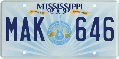 MS license plate MAK646