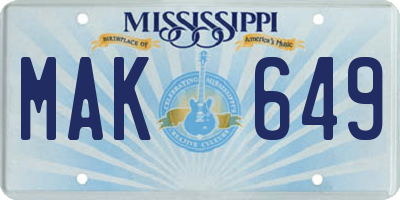 MS license plate MAK649