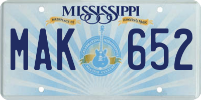 MS license plate MAK652