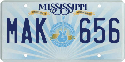 MS license plate MAK656