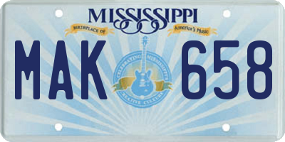 MS license plate MAK658