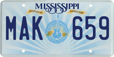 MS license plate MAK659