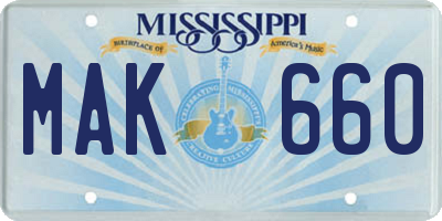 MS license plate MAK660