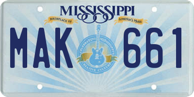 MS license plate MAK661