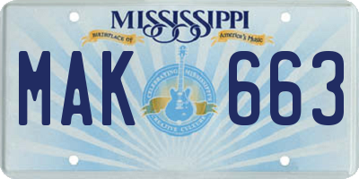 MS license plate MAK663