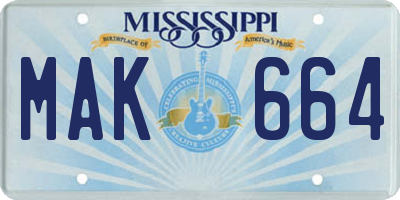 MS license plate MAK664