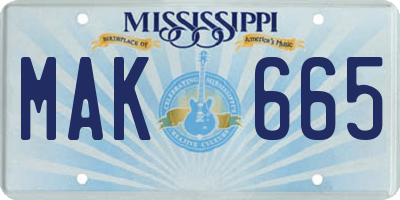 MS license plate MAK665