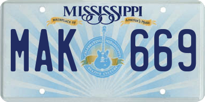 MS license plate MAK669
