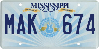 MS license plate MAK674