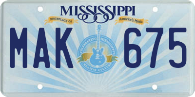 MS license plate MAK675
