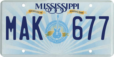 MS license plate MAK677