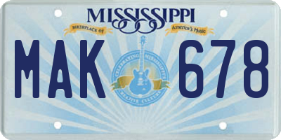 MS license plate MAK678
