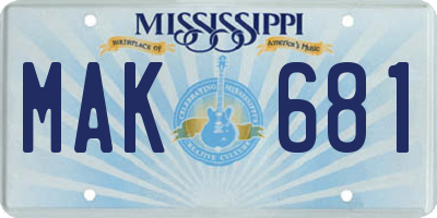 MS license plate MAK681