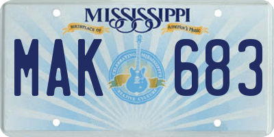 MS license plate MAK683