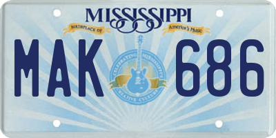 MS license plate MAK686