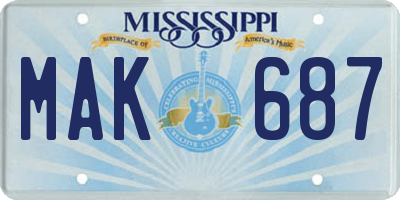 MS license plate MAK687