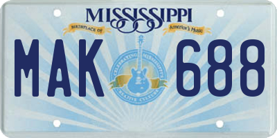 MS license plate MAK688