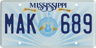 MS license plate MAK689