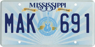 MS license plate MAK691