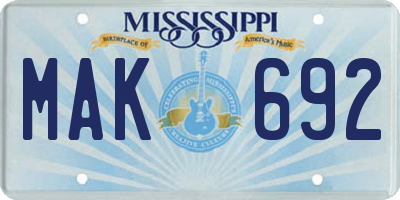 MS license plate MAK692