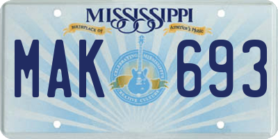 MS license plate MAK693