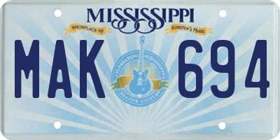 MS license plate MAK694