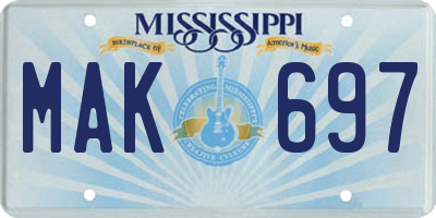 MS license plate MAK697