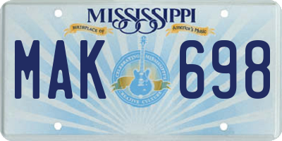 MS license plate MAK698
