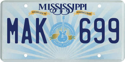 MS license plate MAK699