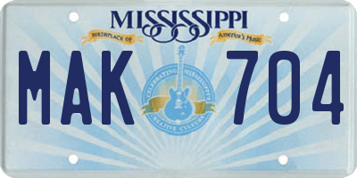 MS license plate MAK704
