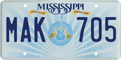 MS license plate MAK705
