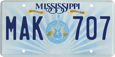 MS license plate MAK707