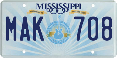 MS license plate MAK708