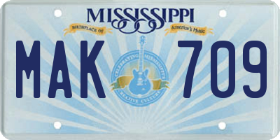 MS license plate MAK709