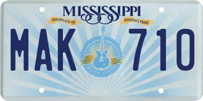 MS license plate MAK710