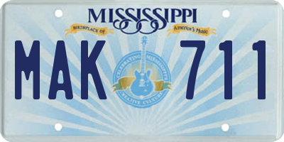 MS license plate MAK711