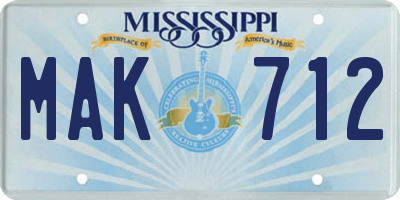 MS license plate MAK712
