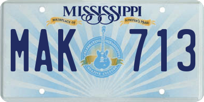 MS license plate MAK713