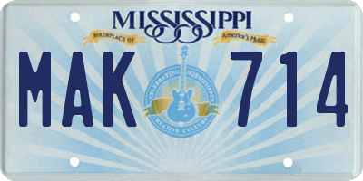 MS license plate MAK714