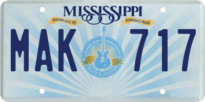 MS license plate MAK717