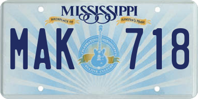 MS license plate MAK718