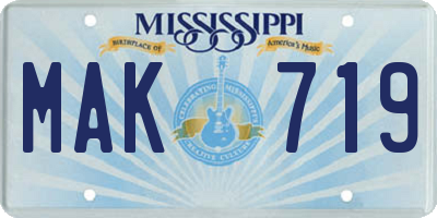 MS license plate MAK719