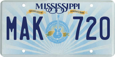 MS license plate MAK720