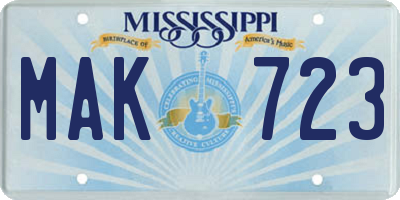 MS license plate MAK723