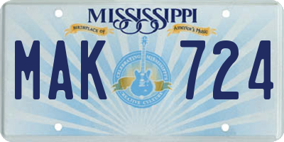 MS license plate MAK724