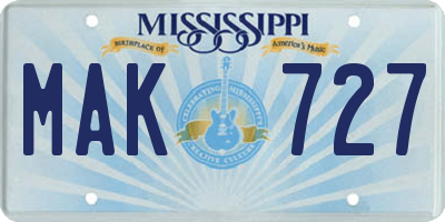 MS license plate MAK727